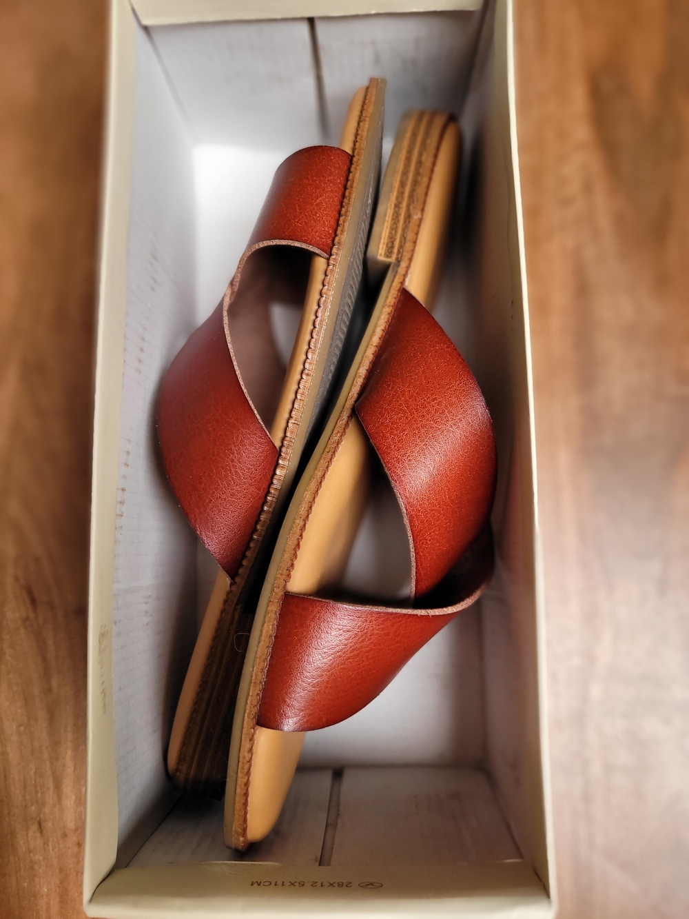 Cynthia Rowley Libra Cognac Leather Slide Sandals - Cognac - Picture 5 of 5